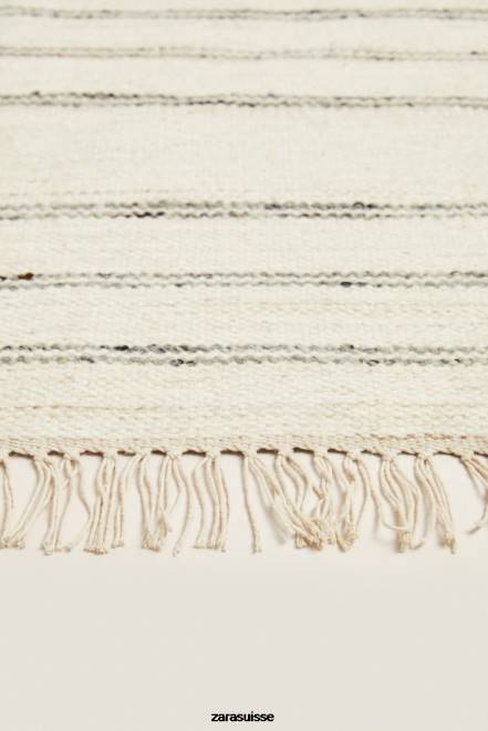 Zara accessoires P66V1637 unisexe tapis en laine à rayures gris