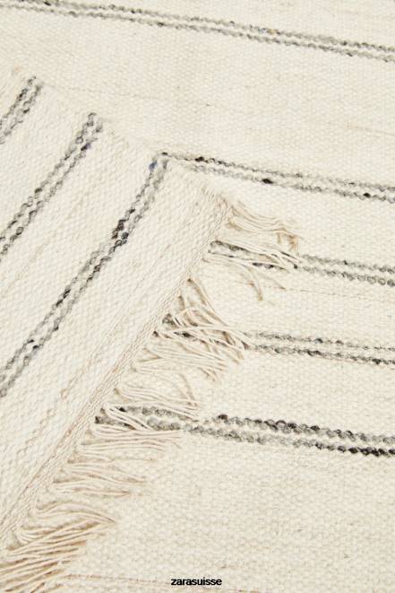 Zara accessoires P66V1637 unisexe tapis en laine à rayures gris