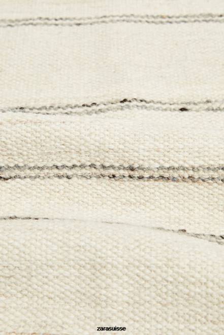 Zara accessoires P66V1637 unisexe tapis en laine à rayures gris