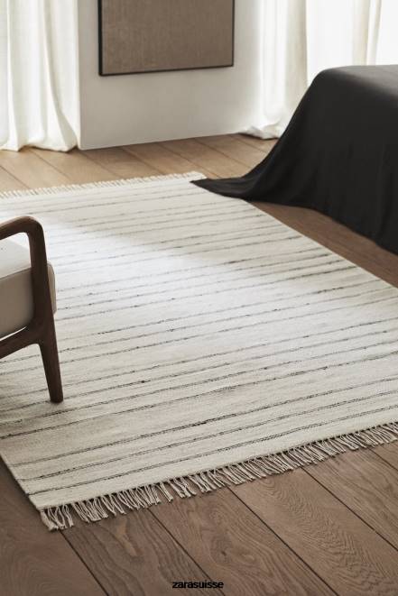 Zara accessoires P66V1637 unisexe tapis en laine à rayures gris