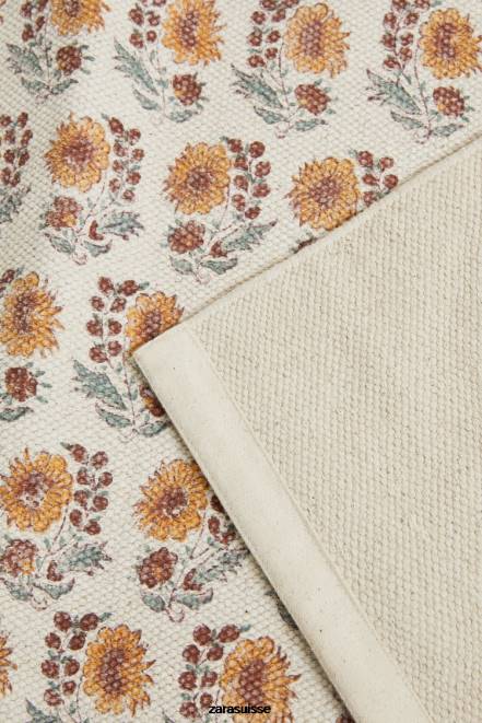 Zara accessoires P66V1639 unisexe tapis imprimé en bloc pêche