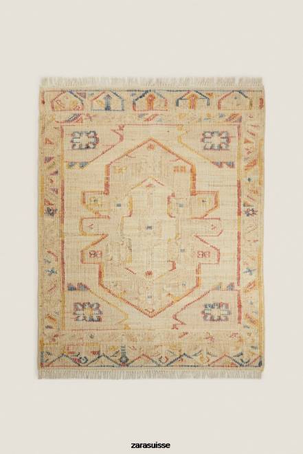 Zara accessoires P66V1640 unisexe tapis vintage en jute beige clair