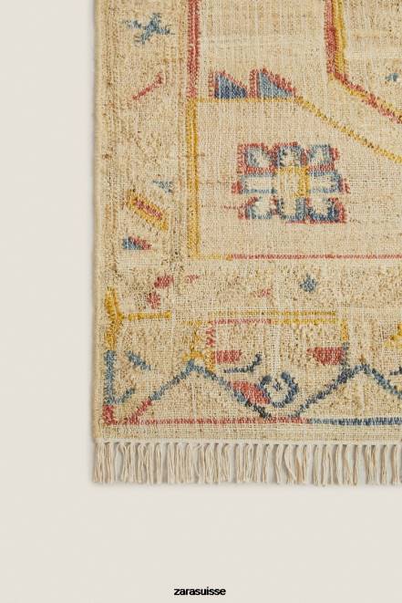 Zara accessoires P66V1640 unisexe tapis vintage en jute beige clair