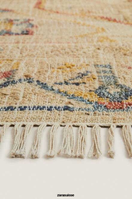 Zara accessoires P66V1640 unisexe tapis vintage en jute beige clair