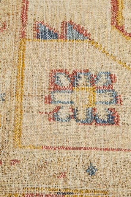 Zara accessoires P66V1640 unisexe tapis vintage en jute beige clair