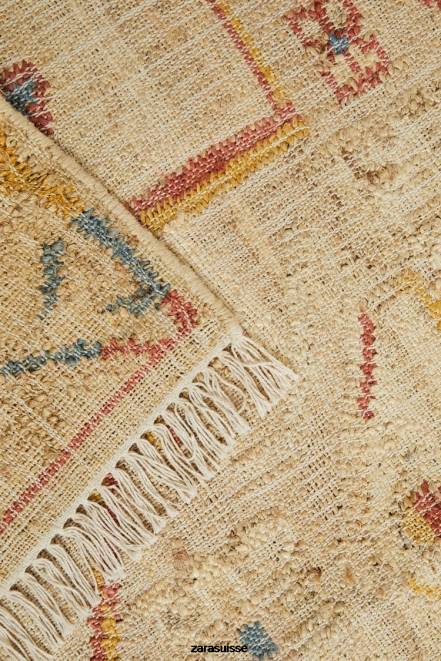 Zara accessoires P66V1640 unisexe tapis vintage en jute beige clair