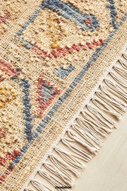 Zara accessoires P66V1640 unisexe tapis vintage en jute beige clair