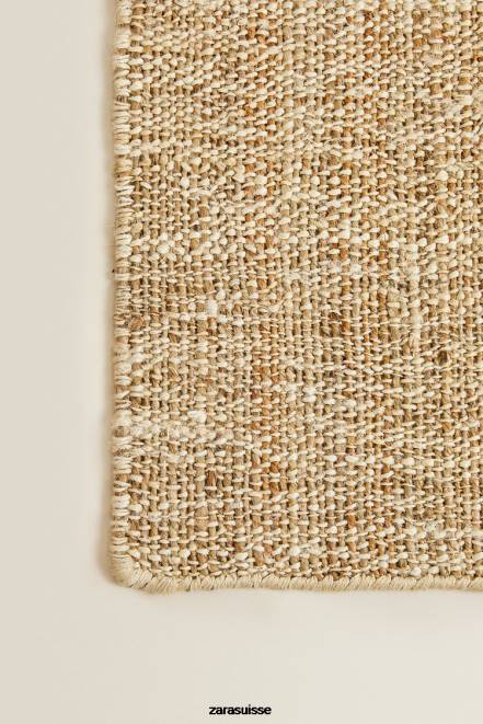 Zara accessoires P66V1647 unisexe tapis en jute. beige clair