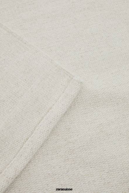 Zara accessoires P66V1650 unisexe tapis en laine mélangée écru