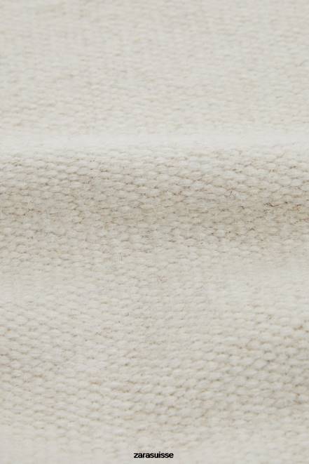 Zara accessoires P66V1650 unisexe tapis en laine mélangée écru