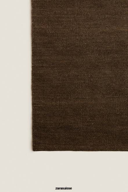 Zara accessoires P66V1651 unisexe tapis en laine et coton brun
