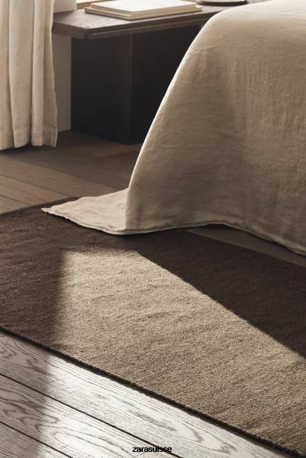 Zara accessoires P66V1651 unisexe tapis en laine et coton brun