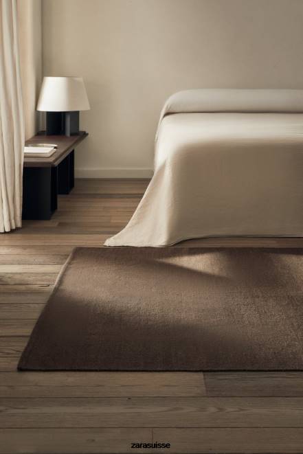 Zara accessoires P66V1651 unisexe tapis en laine et coton brun