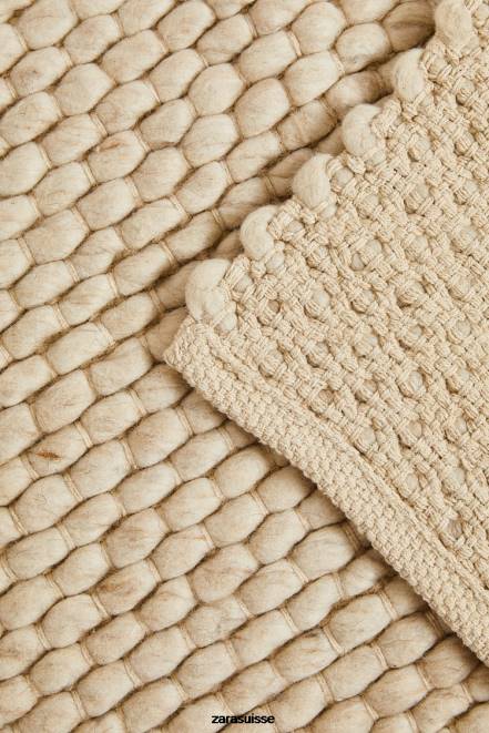 Zara accessoires P66V1653 unisexe tapis en feutre de laine écru