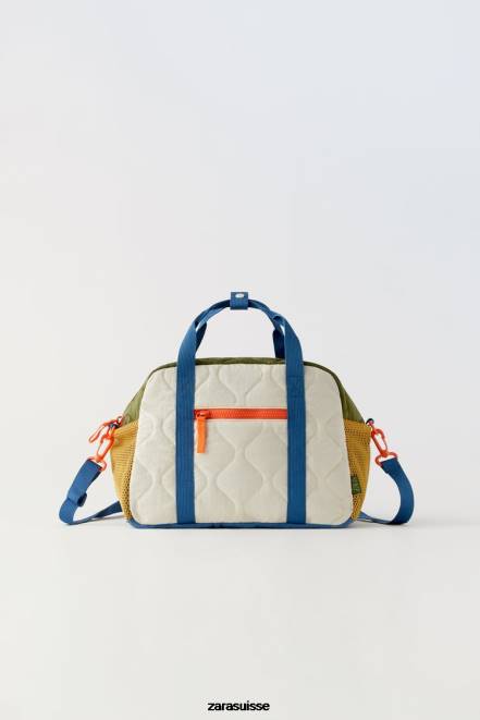 Zara accessoires P66V1558 enfants sac de sport matelassé multicolore blanc cassé
