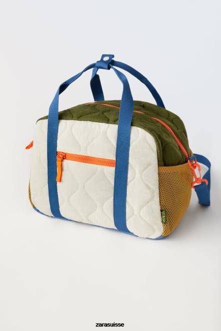 Zara accessoires P66V1558 enfants sac de sport matelassé multicolore blanc cassé