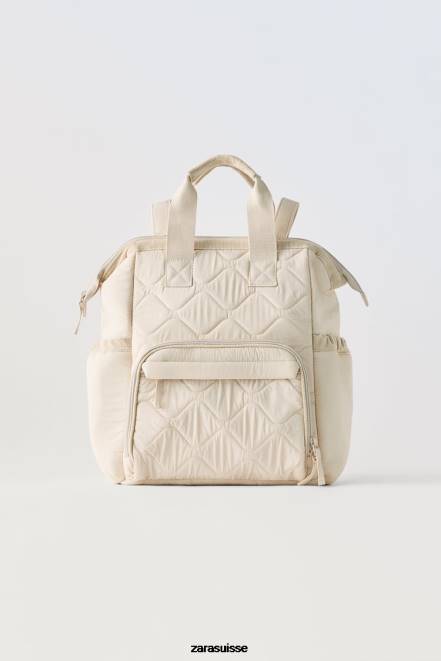 Zara accessoires P66V1573 enfants sac à dos de maternité matelassé blanc cassé