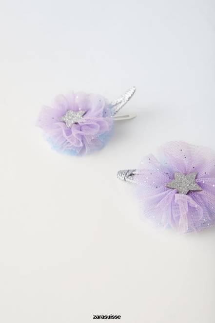 Zara accessoires P66V1611 enfants lot de deux pinces à cheveux pour costume en tulle mauve
