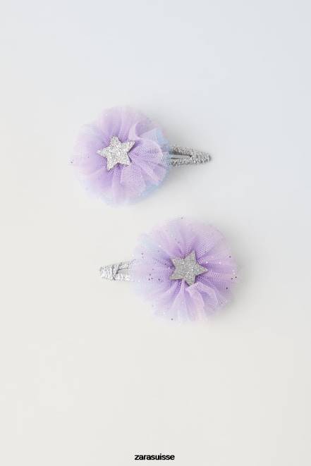 Zara accessoires P66V1611 enfants lot de deux pinces à cheveux pour costume en tulle mauve