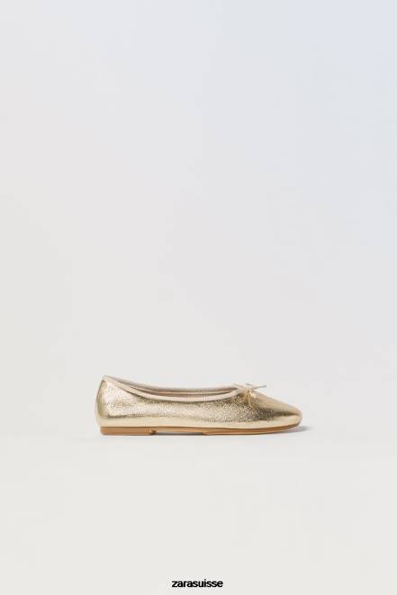 Zara chaussure P66V1598 enfants ballerines métallisées or