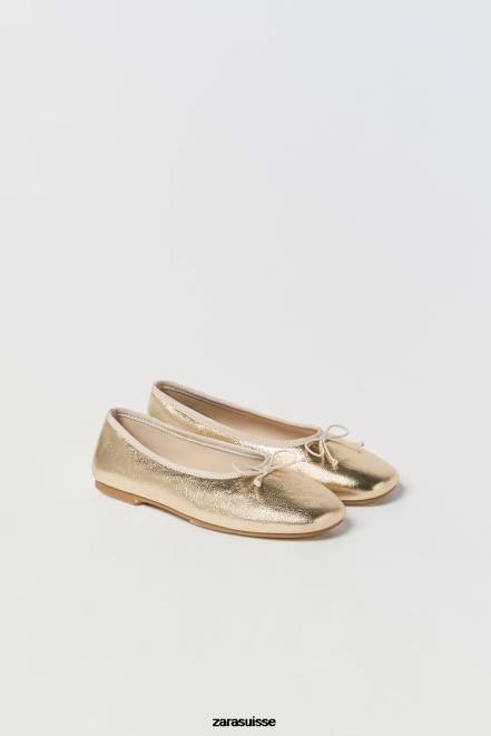 Zara chaussure P66V1598 enfants ballerines métallisées or