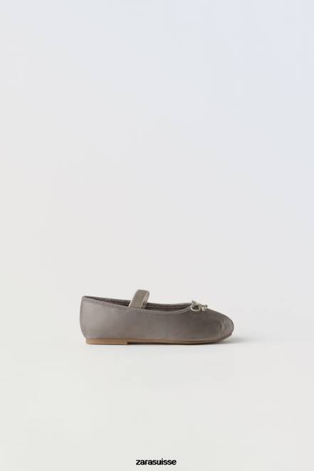 Zara chaussure P66V1606 enfants ballerines à nœud gris