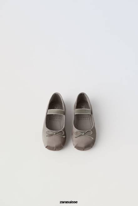 Zara chaussure P66V1606 enfants ballerines à nœud gris