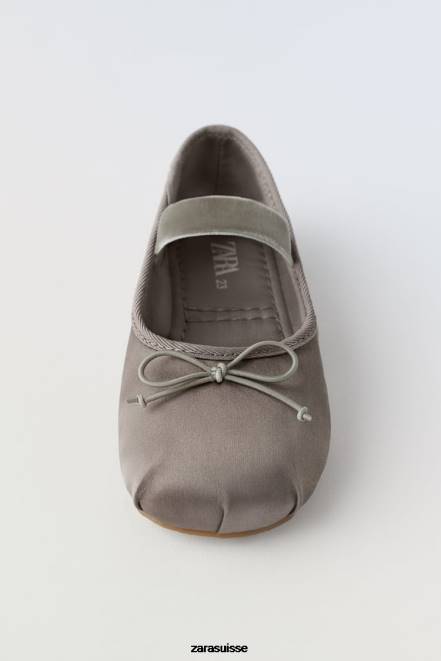 Zara chaussure P66V1606 enfants ballerines à nœud gris