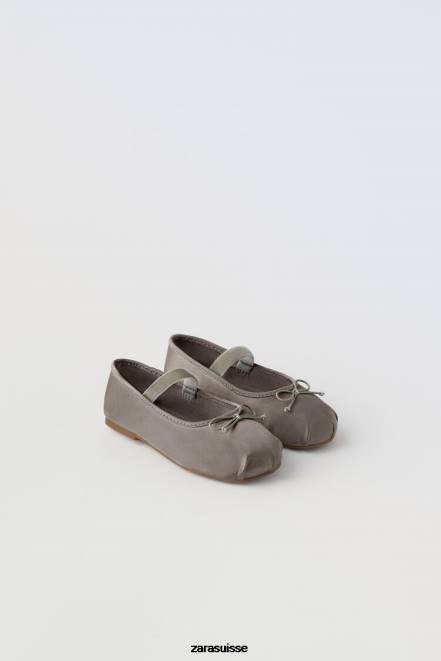 Zara chaussure P66V1606 enfants ballerines à nœud gris