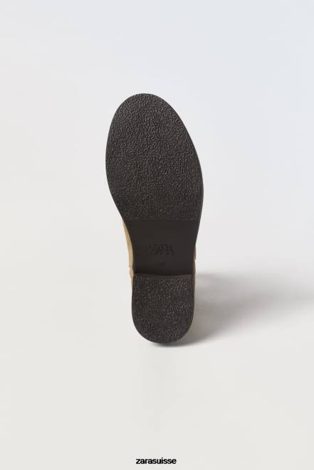 Zara chaussure P66V1616 enfants bottines de cowboy en cuir beige