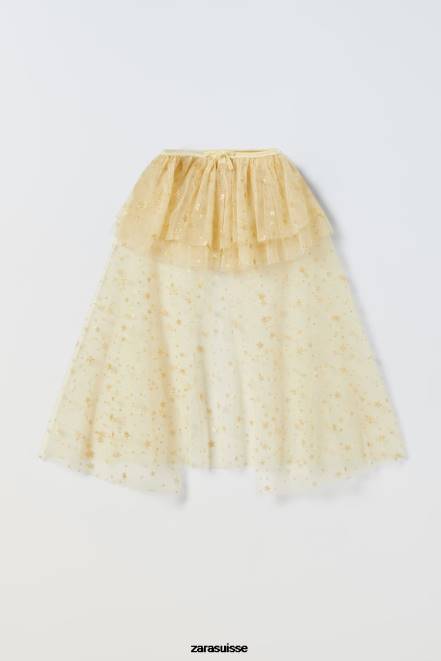Zara vêtements P66V1595 enfants cape de costume de fée scintillante doré