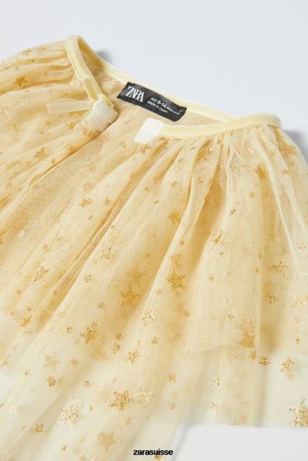 Zara vêtements P66V1595 enfants cape de costume de fée scintillante doré