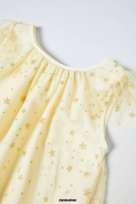 Zara vêtements P66V1596 enfants costume de fée en strass doré