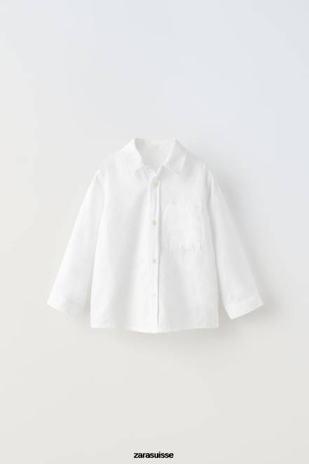 Zara vêtements P66V1605 enfants chemise basique blanc