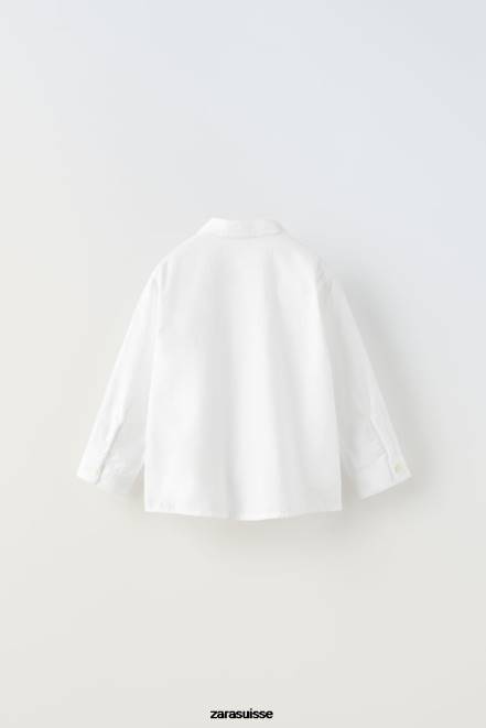 Zara vêtements P66V1605 enfants chemise basique blanc