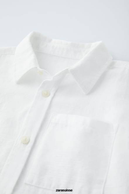 Zara vêtements P66V1605 enfants chemise basique blanc