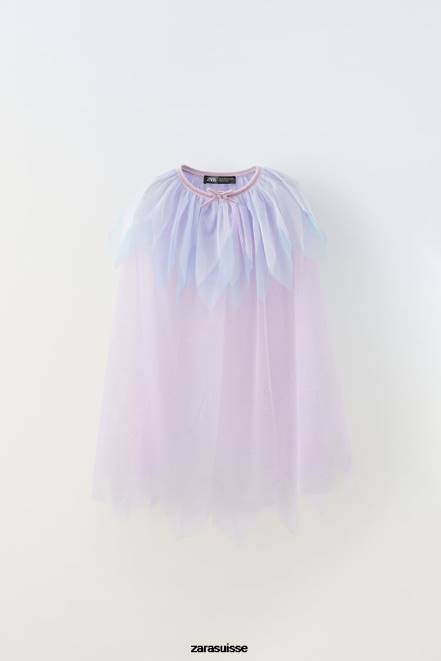Zara vêtements P66V1607 enfants cape de costume en tulle à volants mauve