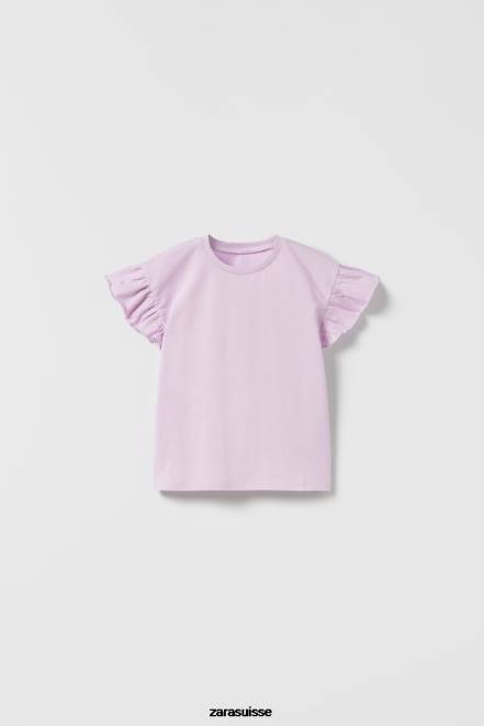 Zara vêtements P66V1612 enfants haut à volants violet