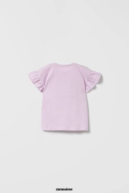 Zara vêtements P66V1612 enfants haut à volants violet