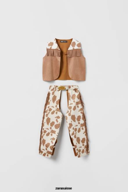 Zara vêtements P66V1614 enfants costume de cow-boy brun