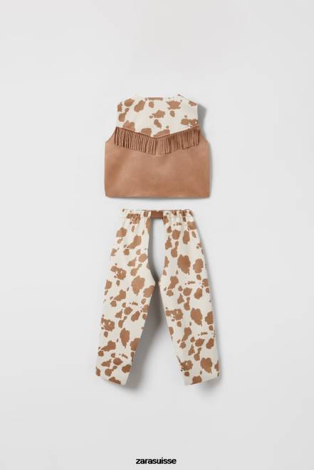 Zara vêtements P66V1614 enfants costume de cow-boy brun