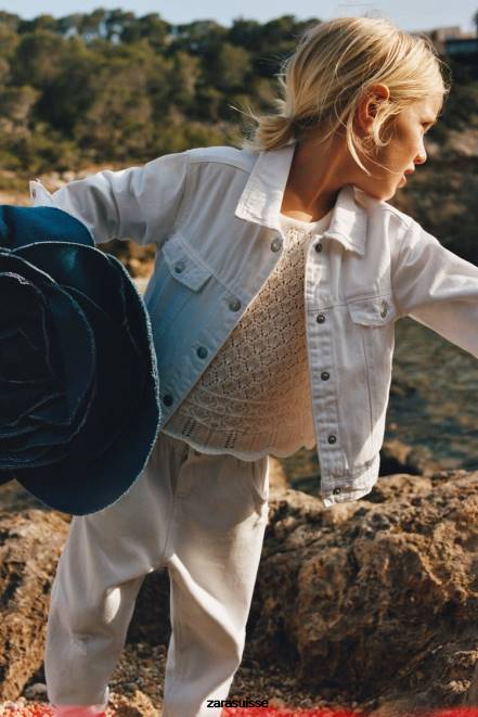 Zara vêtements P66V1619 enfants le jean authentique blanc