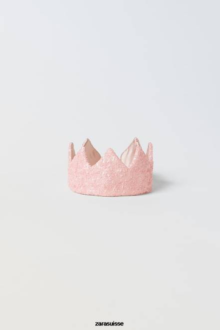 Zara vêtements P66V1623 enfants couronne de costume à paillettes rose