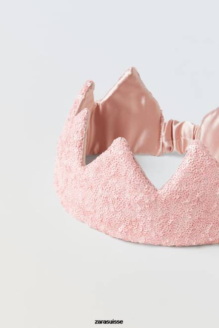 Zara vêtements P66V1623 enfants couronne de costume à paillettes rose