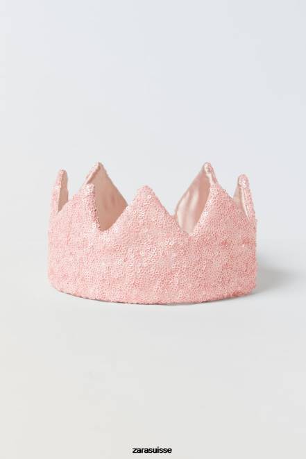 Zara vêtements P66V1623 enfants couronne de costume à paillettes rose