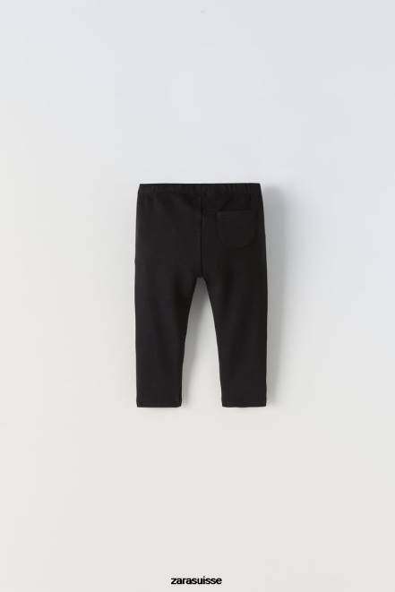 Zara vêtements P66V1626 enfants legging côtelé noir