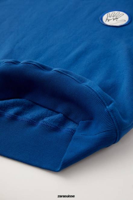 Zara vêtements P66V1512 enfants sweat-shirt java jacobs cobalt