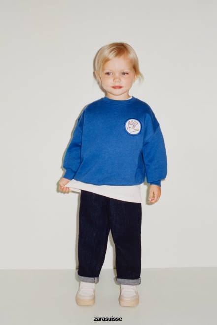 Zara vêtements P66V1520 enfants sweat-shirt java jacobs cobalt