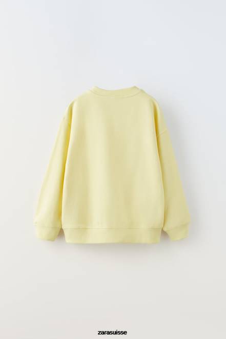 Zara vêtements P66V1528 enfants sweat basique jaune