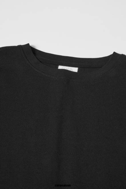 Zara vêtements P66V1531 enfants t-shirt simple noir